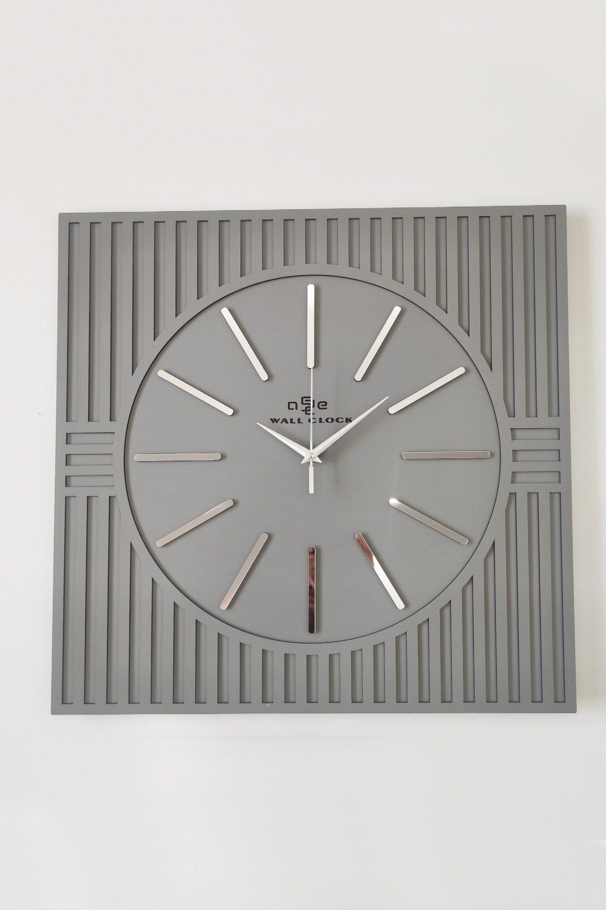 Square Line Pattern Decorative Anthracite&silver Wall Clock 50x50cm - Swordslife