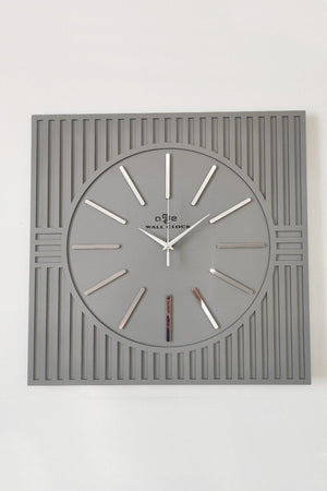 Square Line Pattern Decorative Anthracite&silver Wall Clock 50x50cm - Swordslife