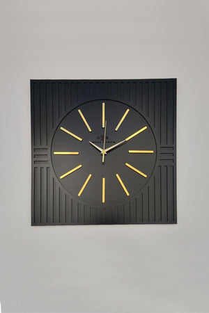 Square Line Pattern Gold Plexi Black&gold Decorative Wall Clock - Swordslife