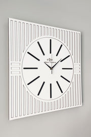 Square Line Pattern Mirror Plexi Decorative White&black Wall Clock 50x50cm - Swordslife