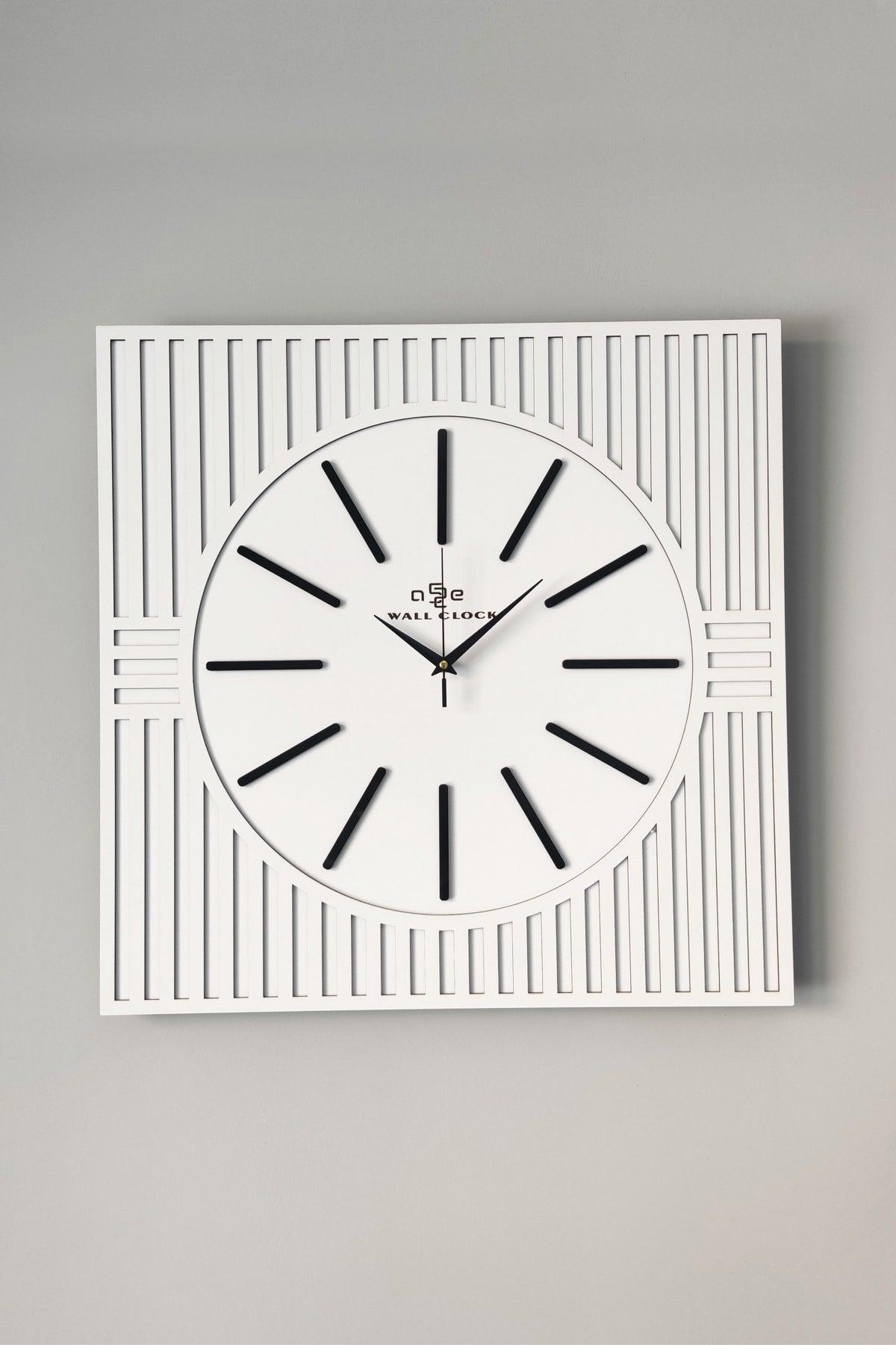 Square Line Pattern Mirror Plexi Decorative White&black Wall Clock 50x50cm - Swordslife