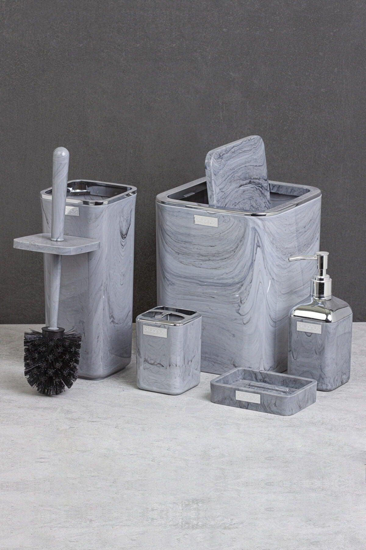 Square Marble Patterned Bathroom Set of 5 - Swordslife