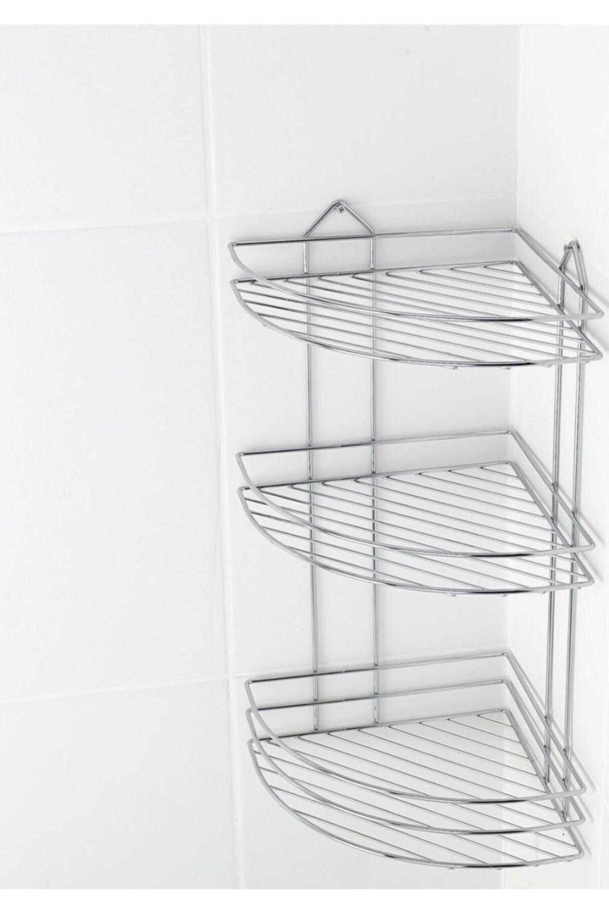 Stainless Chrome 3-Tier Bathroom Corner Shampoo Holder Bathroom Shelf Annex-03 - Swordslife