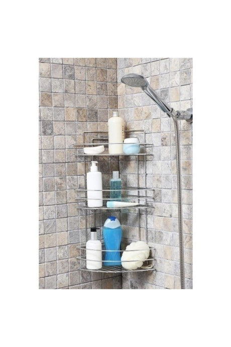 Stainless Chrome 3-Tier Bathroom Corner Shampoo Corner Shelf Tk-03 - Swordslife