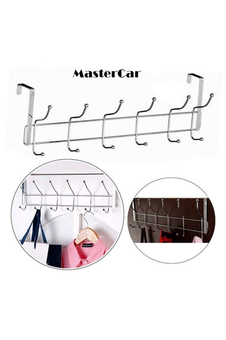 Stainless Metal Practical 12 Hooks Behind Door And Wall Bathroom Kitchen Hanger Organizer - Swordslife