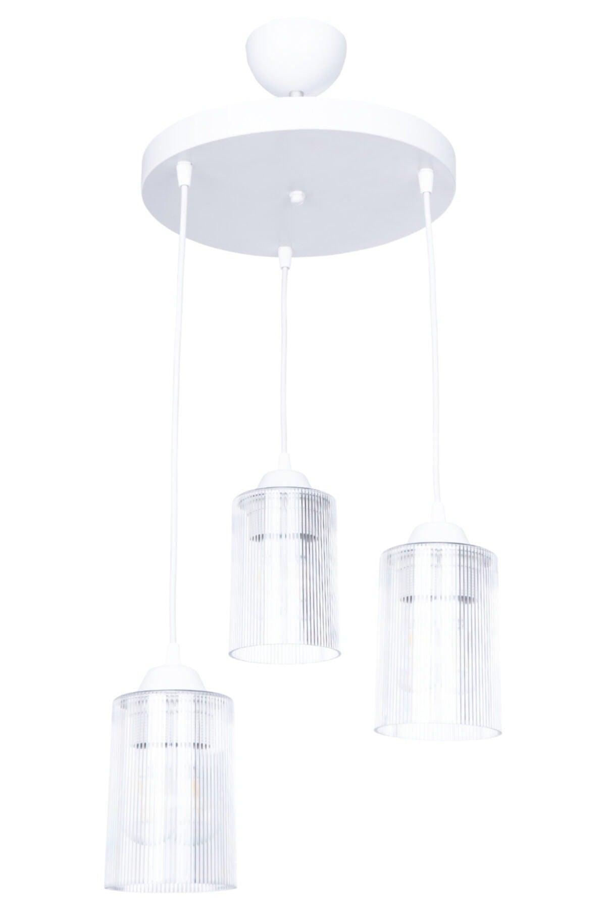 Yıldız Pendant Lamp Chandelier White 3 Pieces Optical Glass - Swordslife