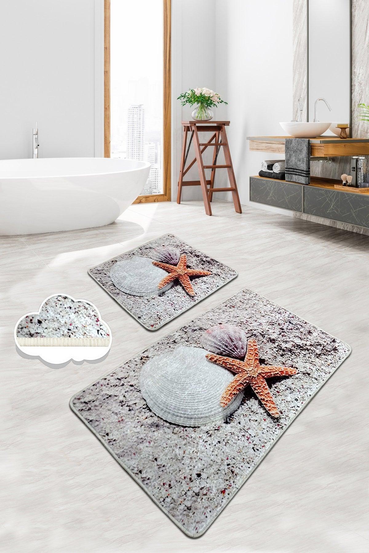 STARFISH 2 Pcs Set Bathroom Carpet Mat Washable Non-Slip Base Closet Set - Swordslife