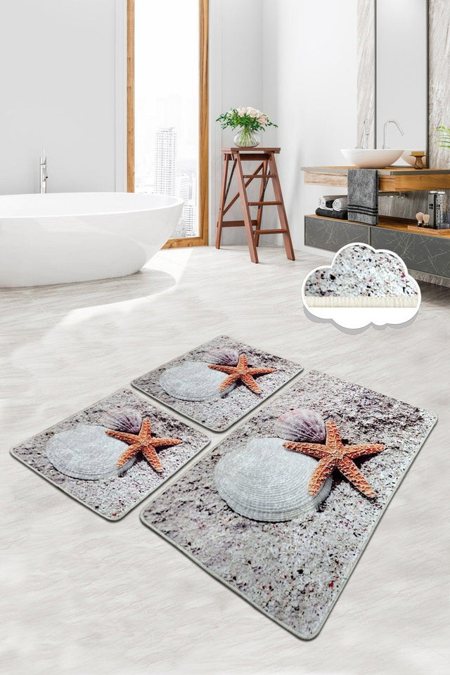 Starfish Set of 3 Bathroom Carpet Mats