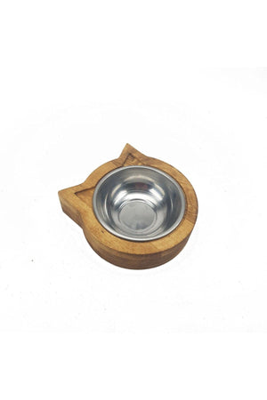 Wooden Cat And Dog With Steel Bowl (Small Breed)