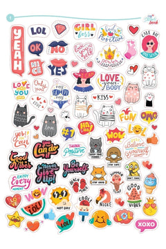 A5 sticker set with four sheets of colorful stickers