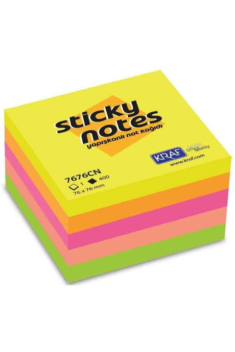 Sticky Note Paper Cube 76x76 400yp Neon