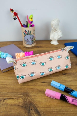 Pencil Case Eyes Cute Triangle Design Vegan