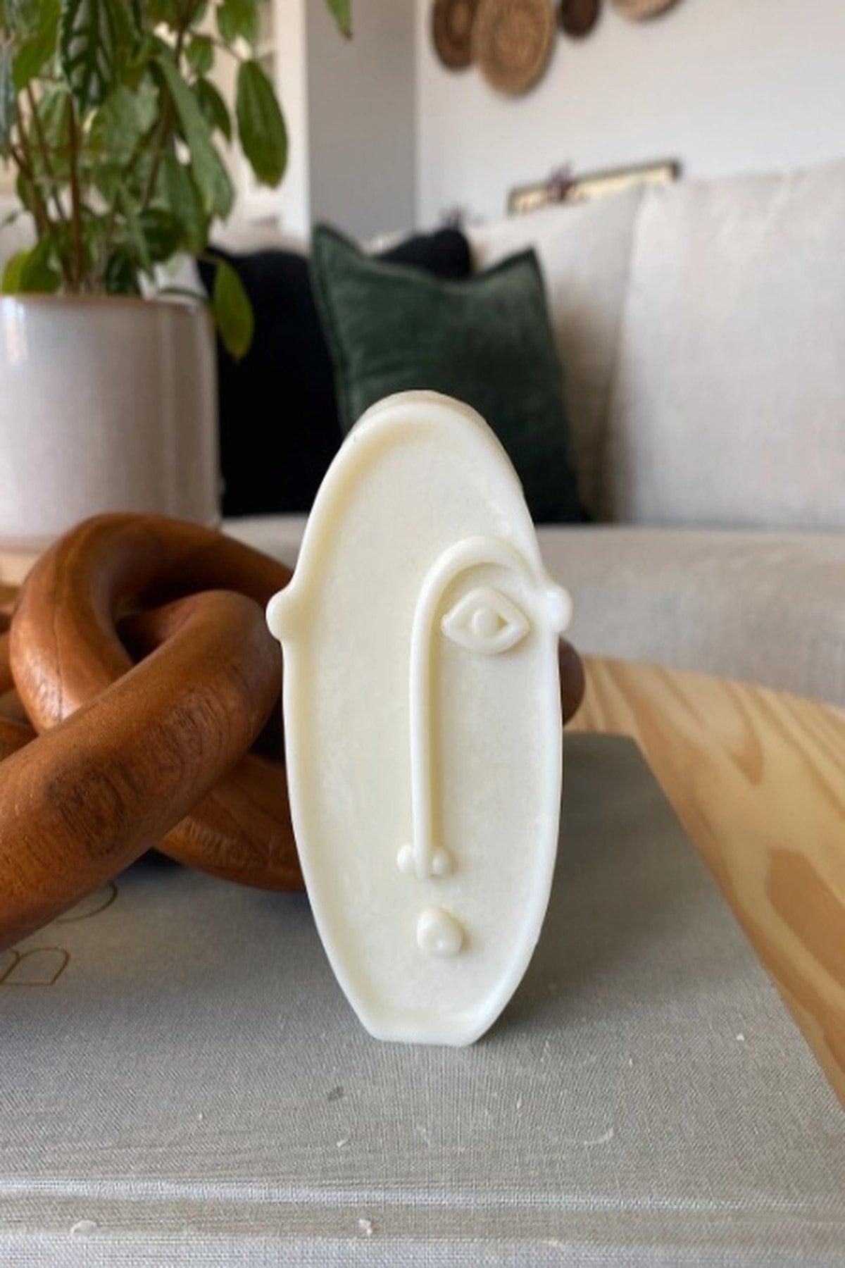 Stoneface Nordic Style White Scented Candle Abstract Human Face Nordic Design Long Face Powder Scented Candle - Swordslife