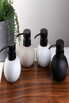 Stoneware liquid soap dispenser 10x10x12 cm