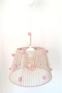 New Baby Room And Children's Room Pendant Chandelier With Straw Rope Wrapped Pink Pompom - Swordslife