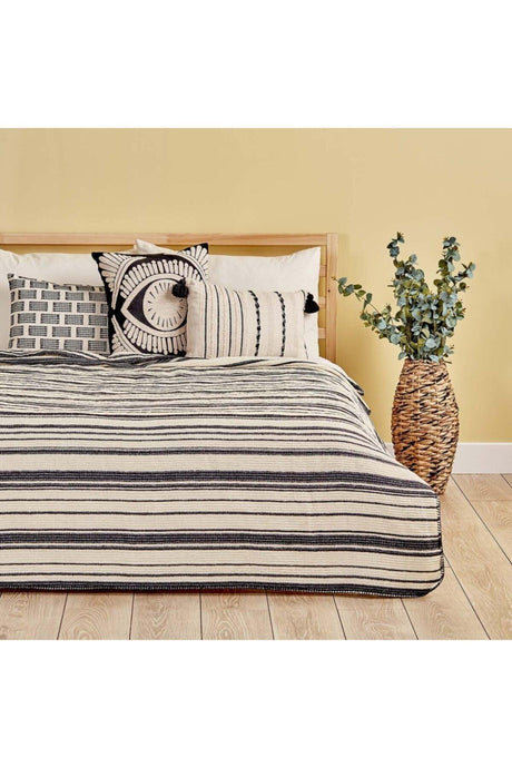 Stripe Cotton Double Blanket Black (180X220 CM) - Swordslife