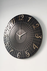 Striped Pattern Black & Gold 50cm Wall Clock Silent Mechanism - Swordslife