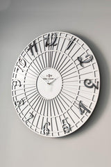 Striped Pattern White & Silver 50cm Wall Clock Silent Mechanism - Swordslife