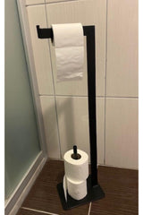 Sturdy Black Special Design Bathroom Roll Holder Spooled Square Cast Feet Non-Tiltproof - Swordslife