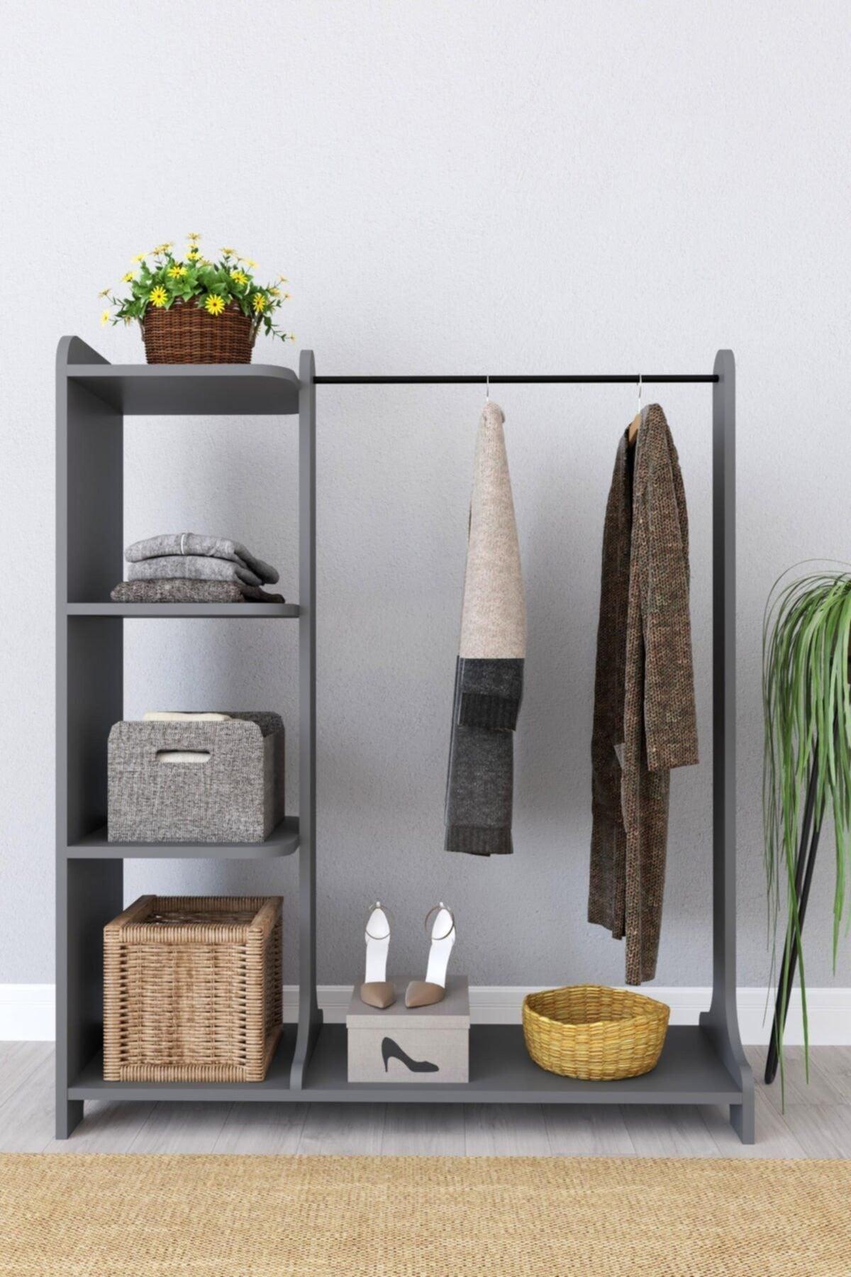 Style Coat Rack Standing Clothes Hanger And Garment Hanger Wardrobe - Anthracite - Swordslife