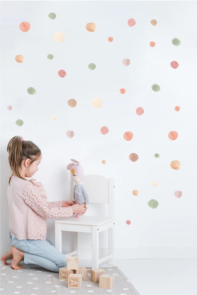 Watercolor Polka Dot Kids Room Wall Sticker - Swordslife