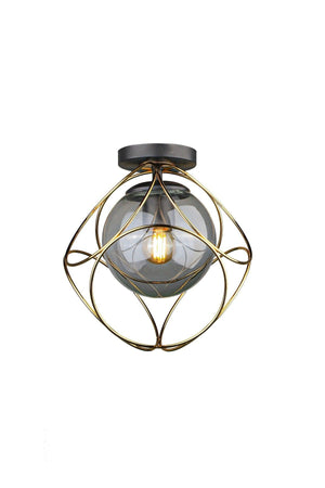 Suna Ceiling Mount Single Chandelier Gold Smoked Glass - Swordslife