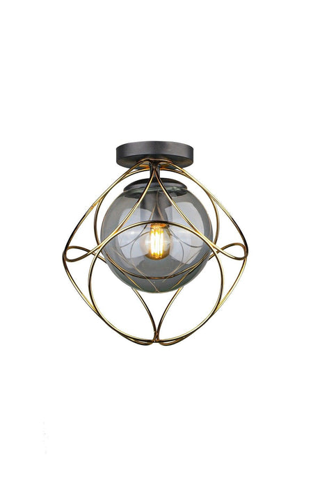 Suna Ceiling Mount Single Chandelier Gold Smoked Glass - Swordslife