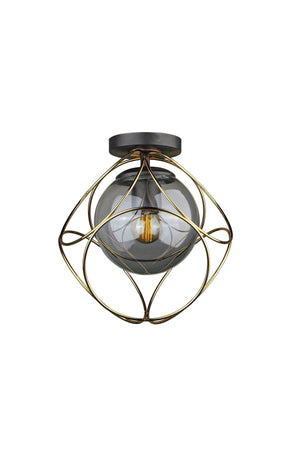 Suna Ceiling Mount Single Chandelier Gold Smoked Glass - Swordslife