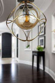 Suna Ceiling Mount Single Chandelier Gold Honey Glass