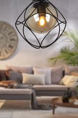 Suna Single Black-honey Glass Ceiling Mount Chandelier - Swordslife