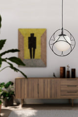 Suna Single Black-white Glass Chandelier - Swordslife