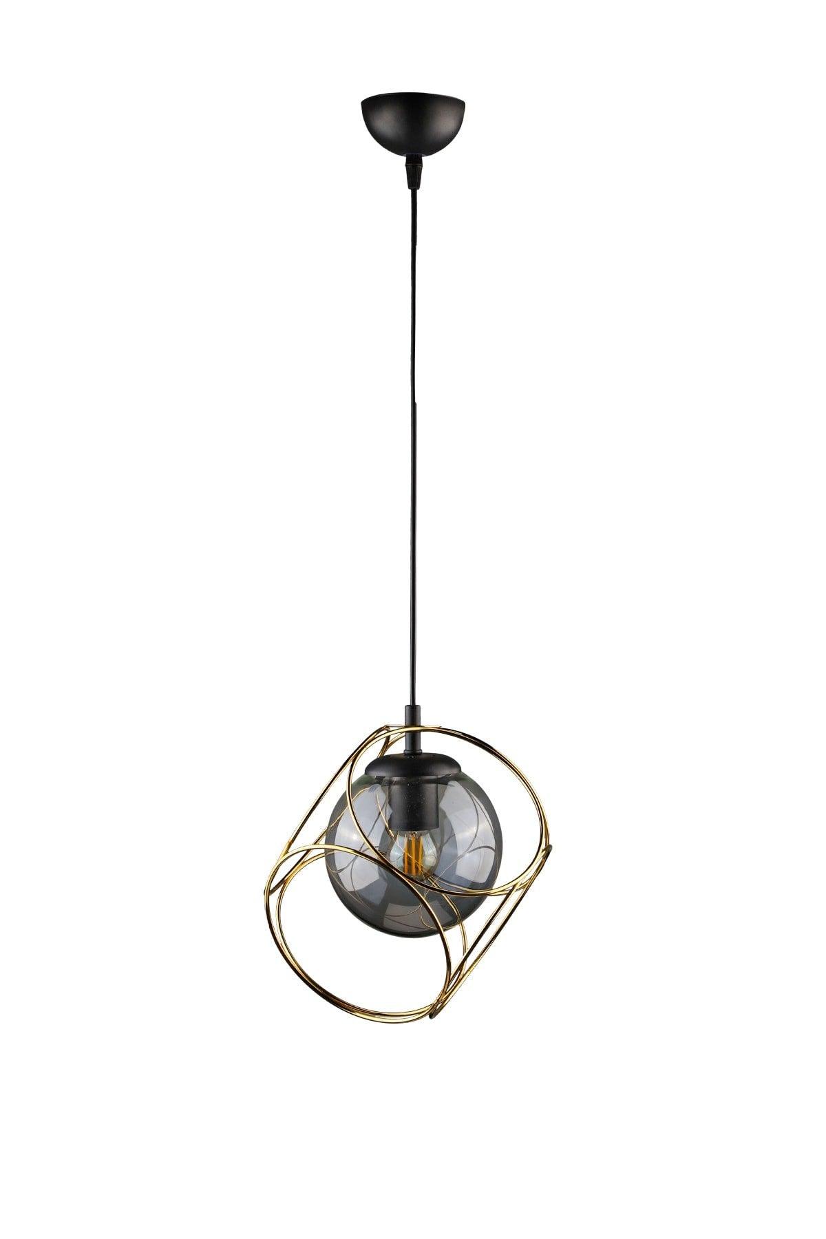 Suna Single Chandelier Gold Smoked Glass - Swordslife