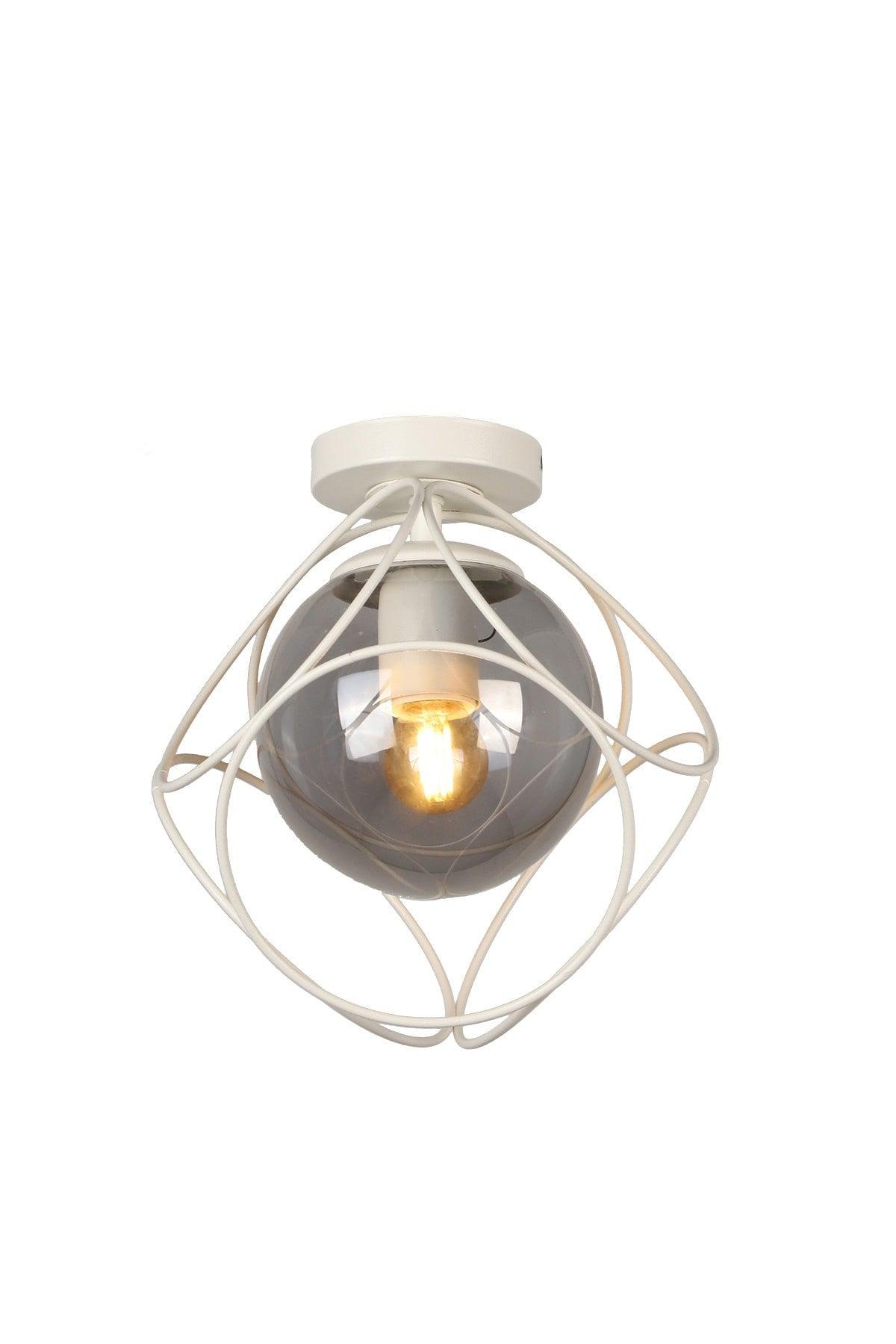 Suna Single White-smoked Glass Ceiling Mount Chandelier - Swordslife