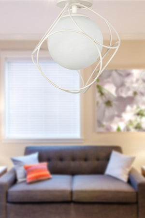 Suna Single White-white Glass Ceiling Mount Chandelier - Swordslife