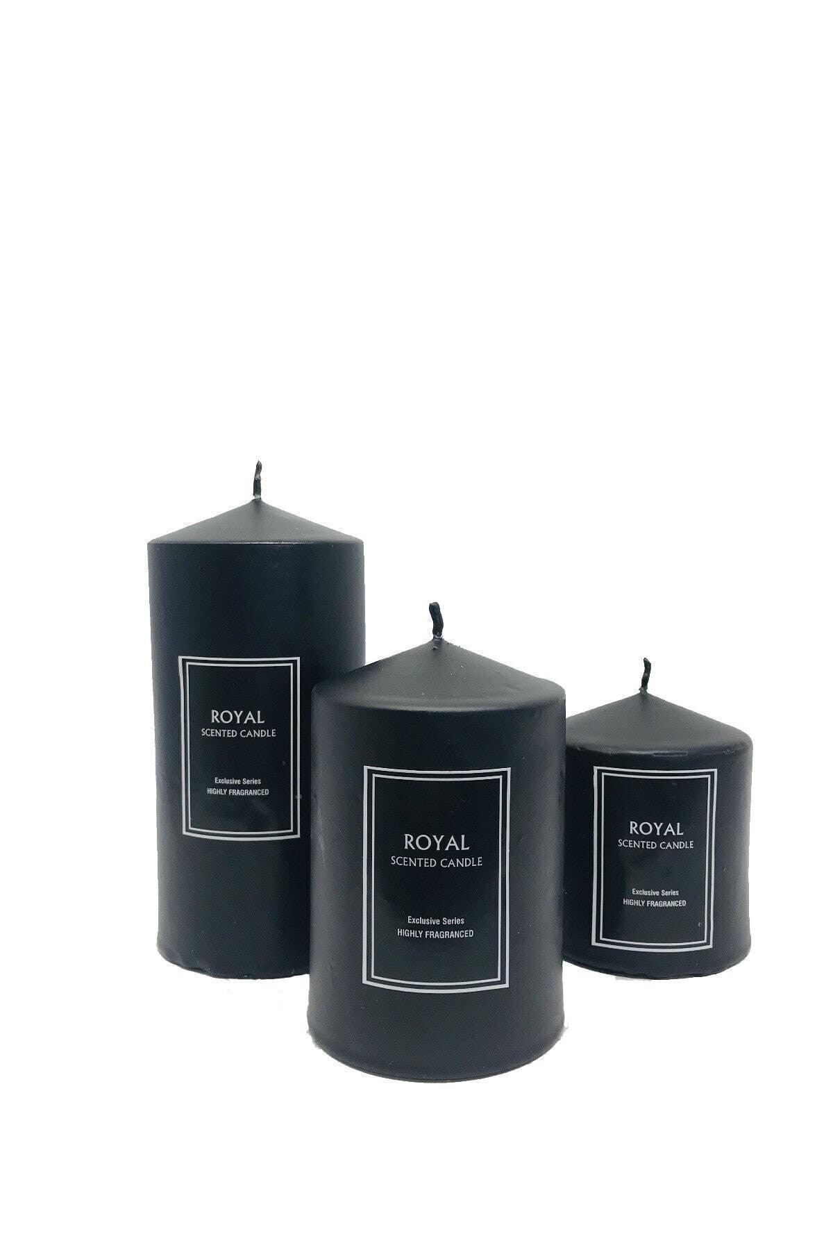 Super Set Black Cylinder Wax Powder Scented 6 Diameter Lengths 6-9-12 Cm - Swordslife
