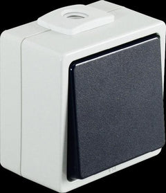 Surface-mounted IP54 electrical switch with screwless terminals