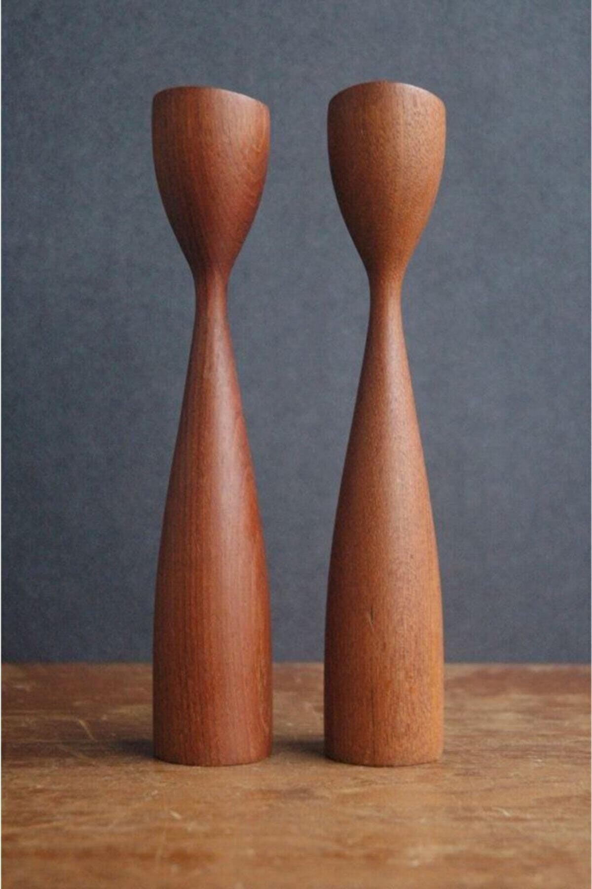 Sweet One Wooden Candlestick Candle Holder Set of 2