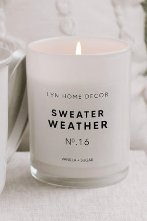 Sweater Weather Large White Glass Candle Vanilla - Swordslife