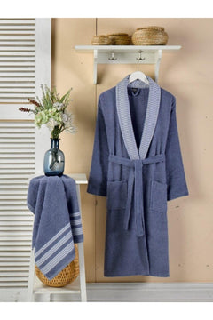 100% Cotton 2-Piece Men’s Bathrobe Set with Face Towel