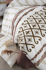 Tabacco Patterned Double 4 Piece Duvet Cover Set 200x220-cream - Swordslife