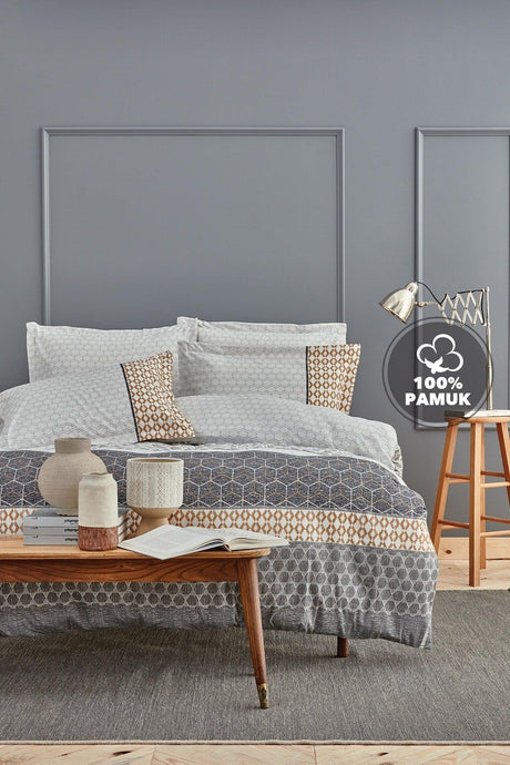 Taren Single Ranforce Duvet Cover Set - Gray