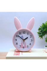 Rabbit Themed Desk Clock Kids Room Alarm Alarm Clock Pink - Swordslife