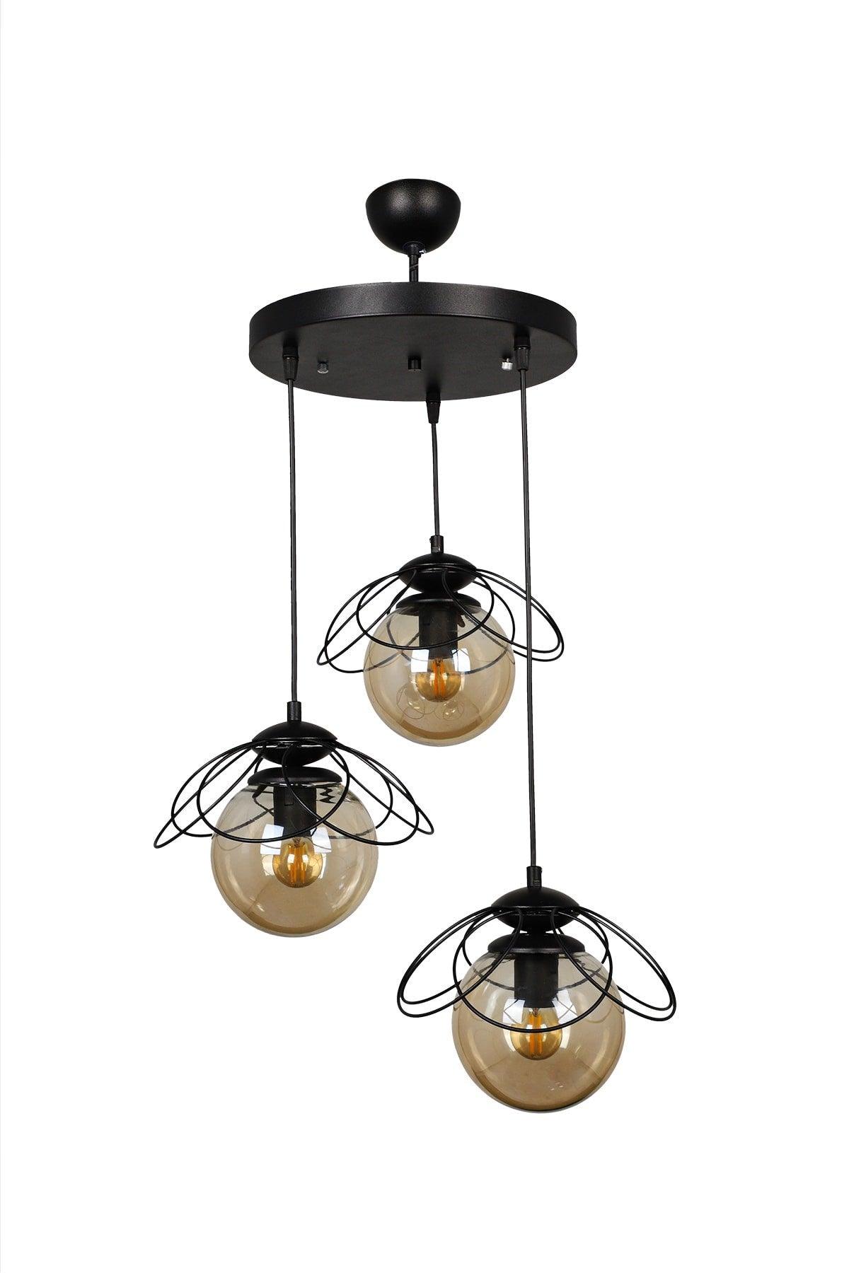 Calico 3rd Chandelier Black Honey Glass - Swordslife