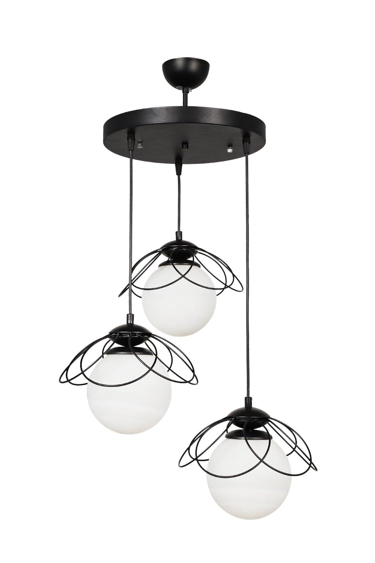 Calico 3rd Chandelier Black and White Glass - Swordslife
