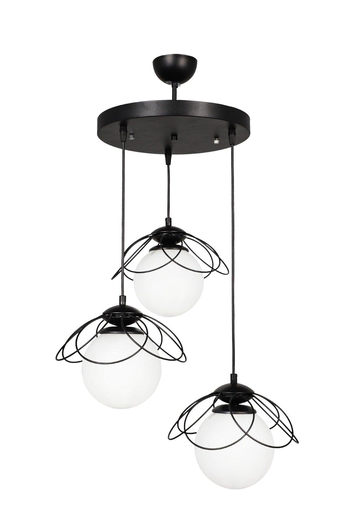 Calico 3rd Chandelier Black and White Glass - Swordslife
