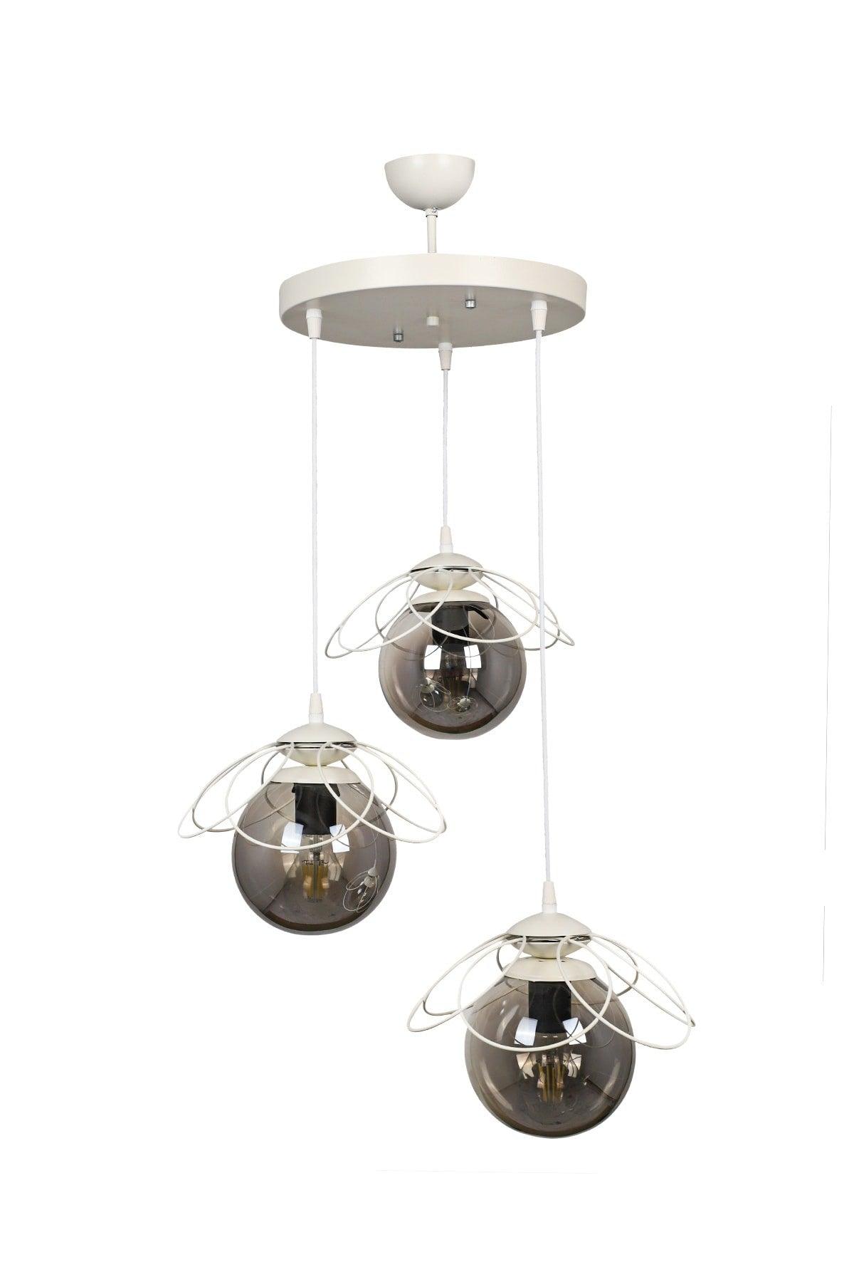 Calico 3rd Chandelier White Smoked Glass - Swordslife