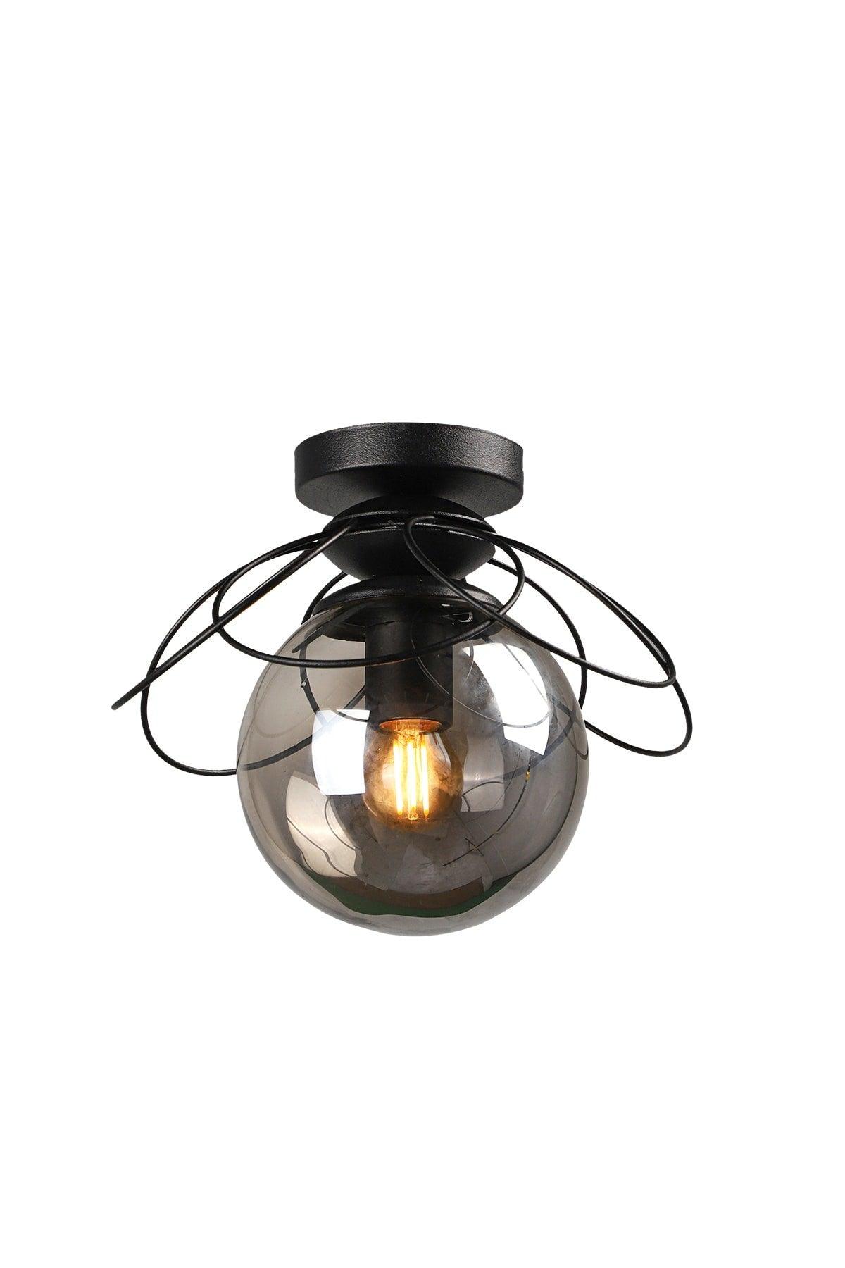 Alaca Ceiling Mount Single Chandelier Black Smoked Glass - Swordslife