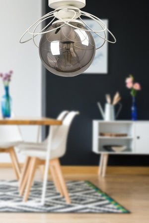 Alaca Ceiling Mount Single Chandelier White Smoked Glass - Swordslife