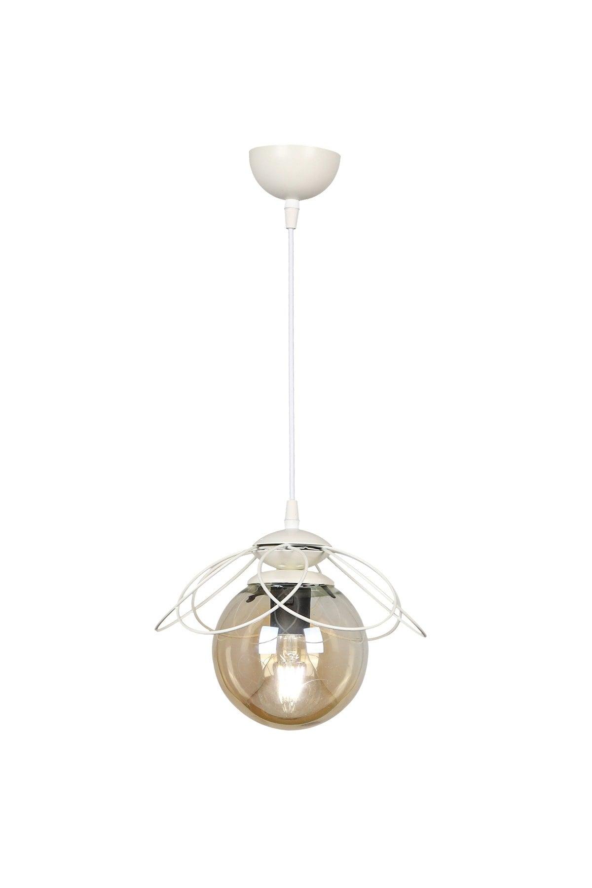 Pied Single Chandelier White Honey Glass - Swordslife