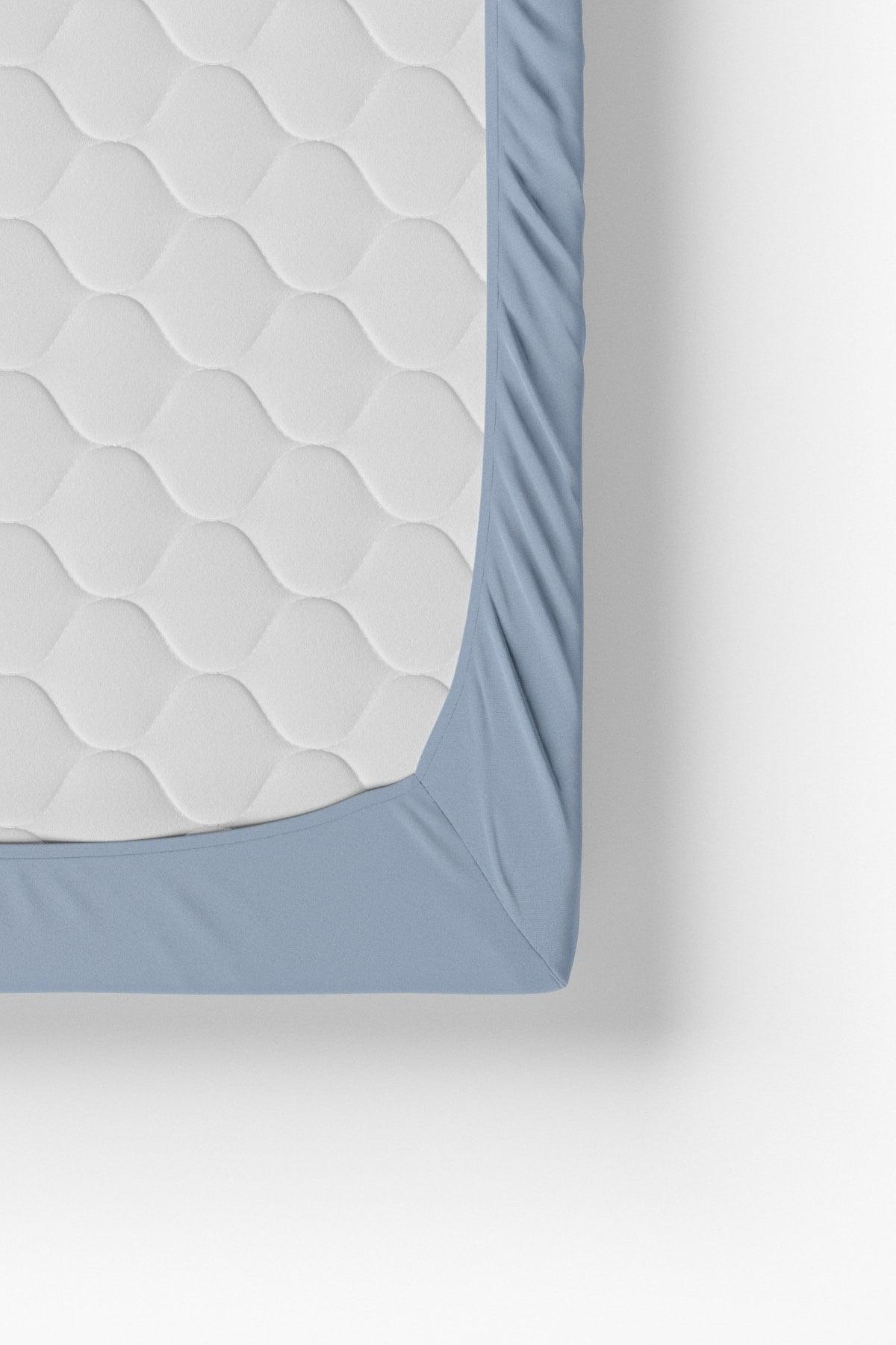 Single Cotton Elastic Bed Sheet - Blue - Swordslife